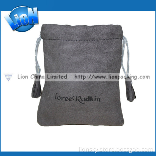 Customized Drawstring Suede Pouch Pocket Layers Inside (R-111)